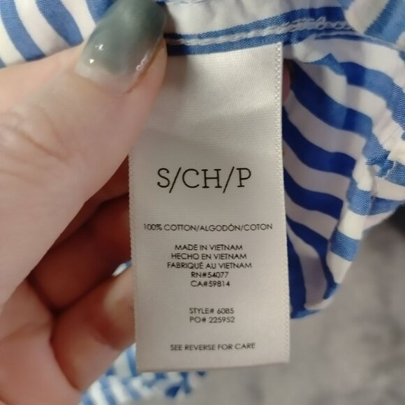 Cabi Womens Striped Button Up Shirt S Blue White Cotton Casual Work Coastal Vibe - Picture 9 of 12